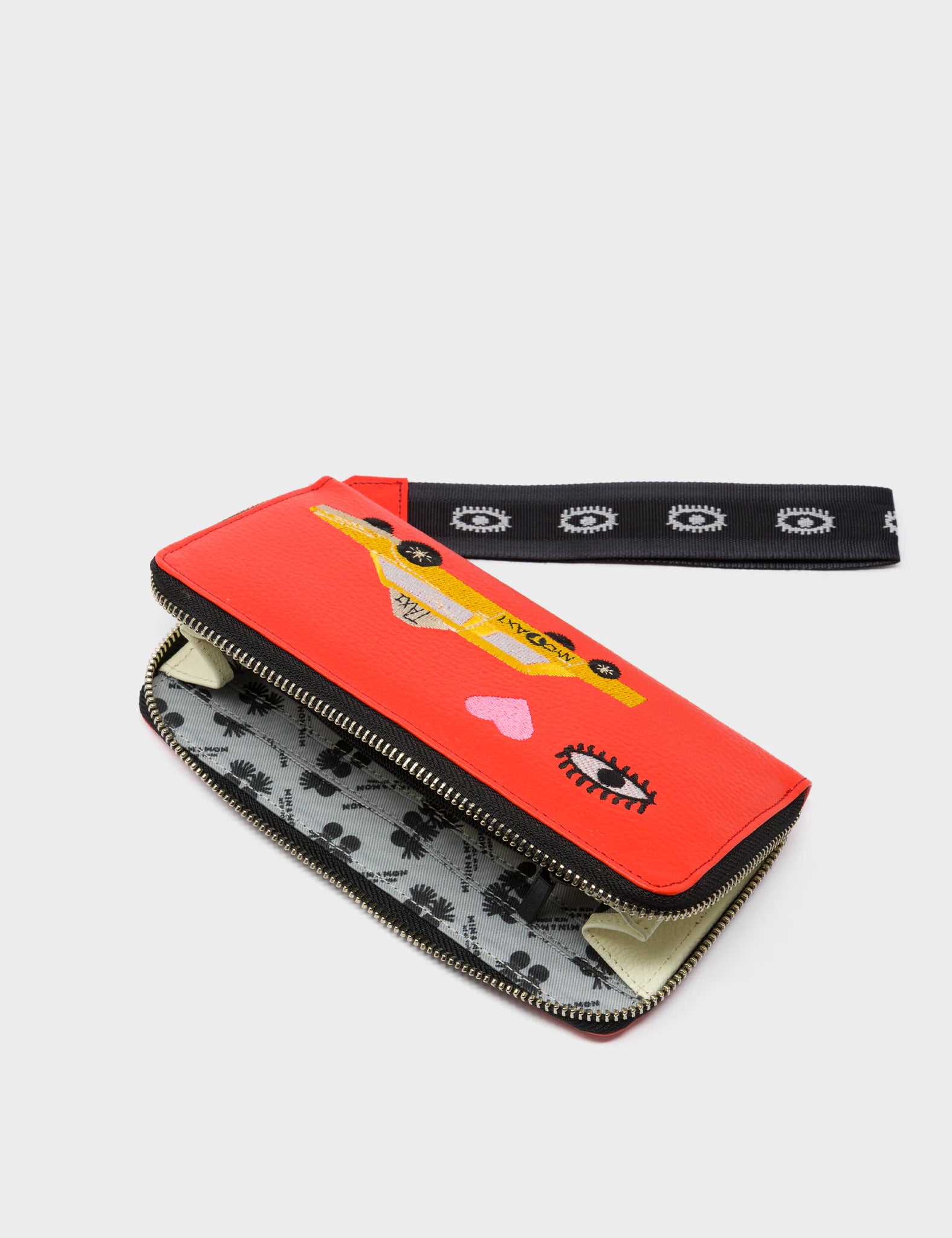 Francis Fiesta Red Leather Wallet with Eye Love New York Embroidery - Perfect Gift for Travel & Everyday Use