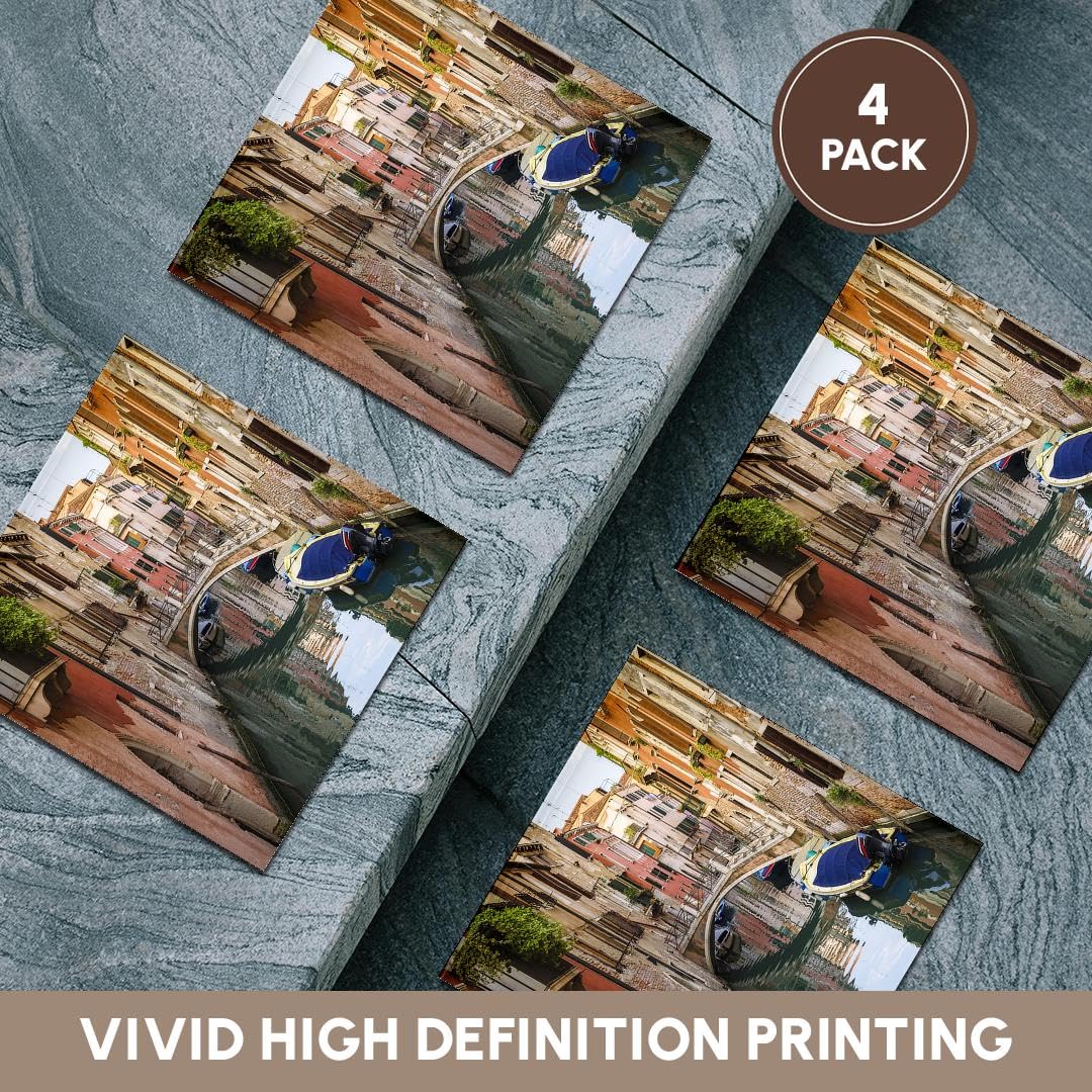 3dRose Venice Italy Ceramic Tile Coasters Set of 4 - Beautiful Italian Canal Scene with Houses, Bridge & Boats - Perfect for Home Decor, Coffee Table & Gift Giving