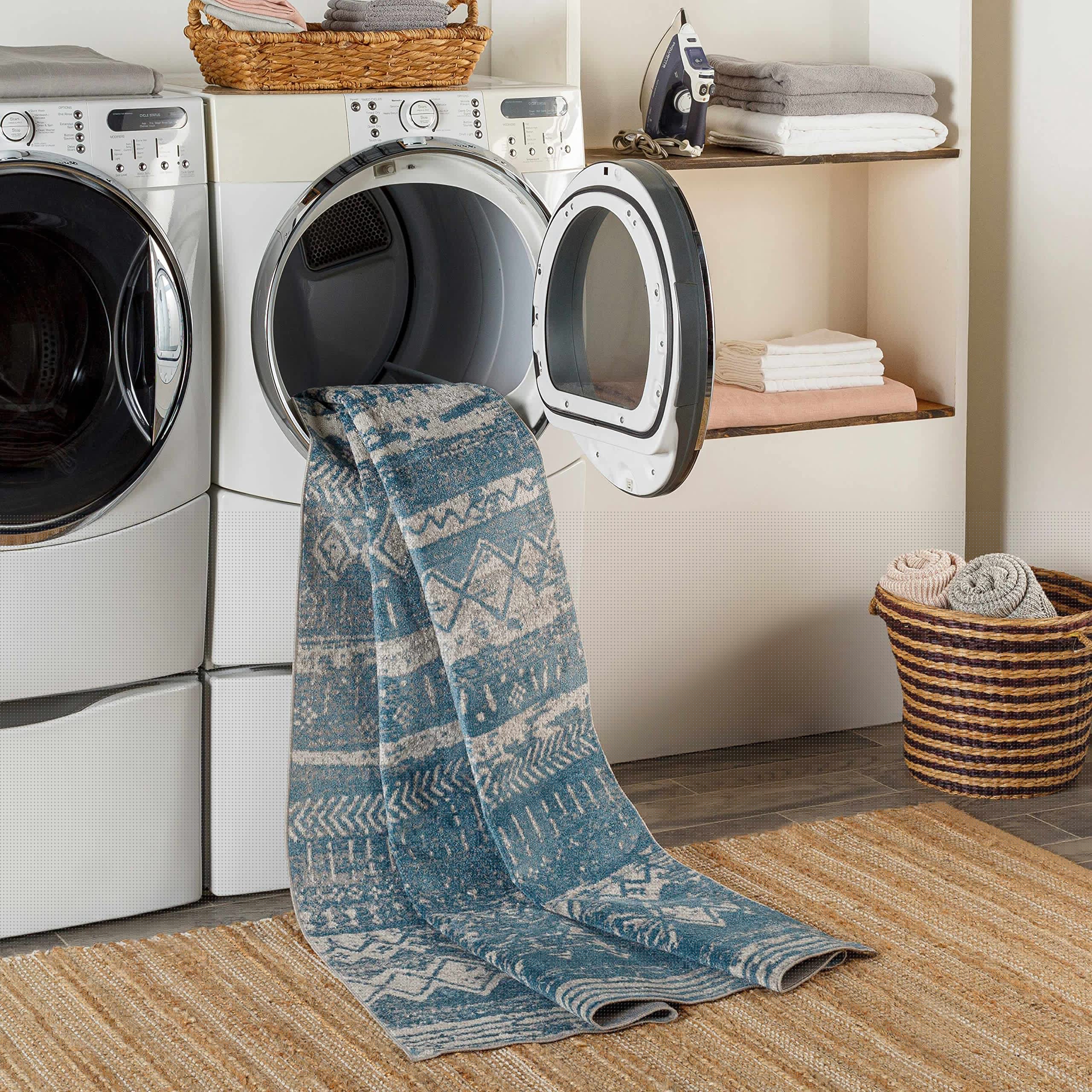 Hauteloom Fatsa Washable Area Rug - Blue & Gray Round 6'7
