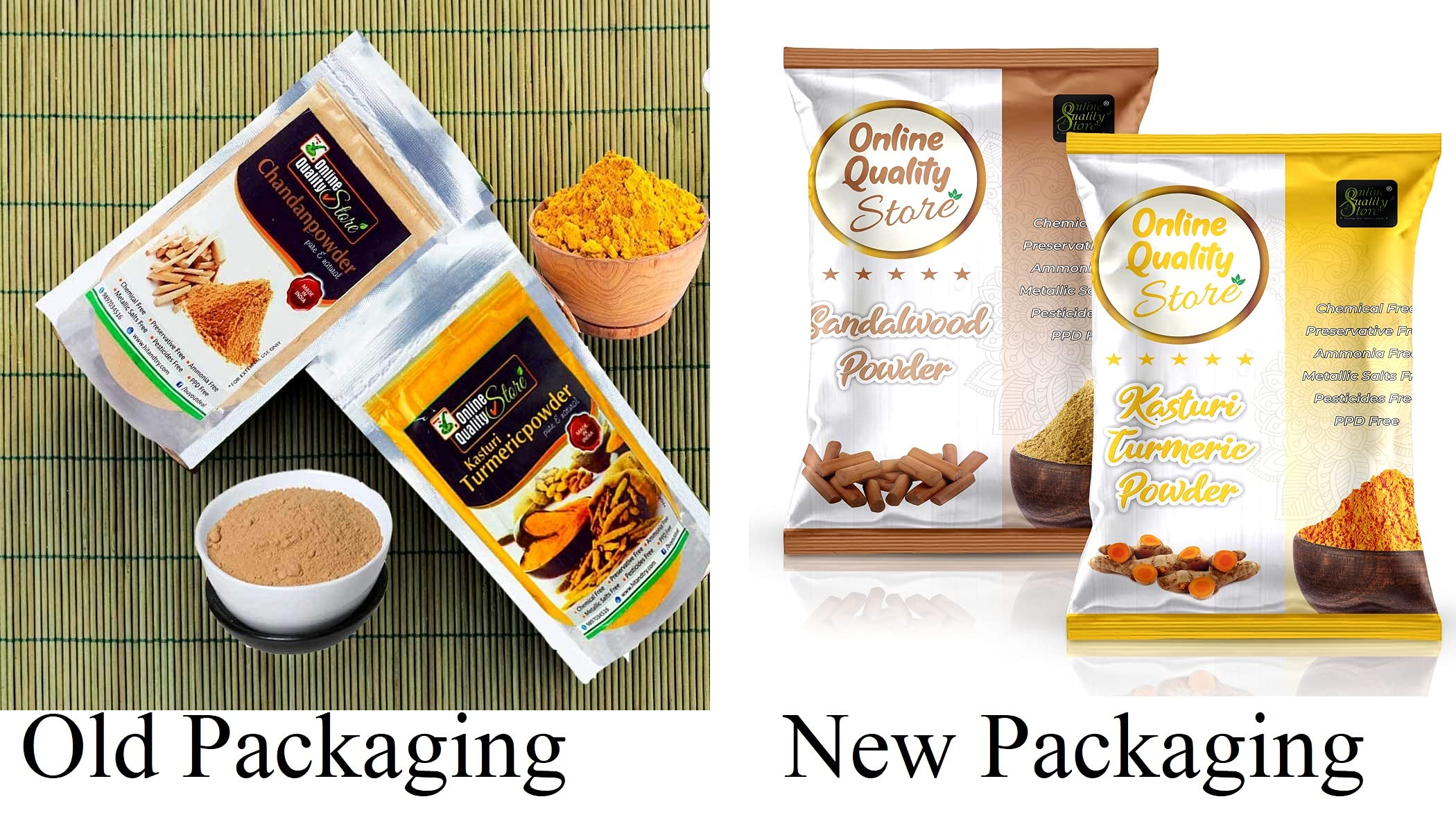 Pure Natural Kasturi Turmeric Powder & Sandalwood Powder for Face & Skin Care - 100% Organic Wild Turmeric & Chandan Powder (Pack of 2 x 100g) - Perfect for DIY Face Masks, Brightening Skin & Ayurvedic Beauty Treatments