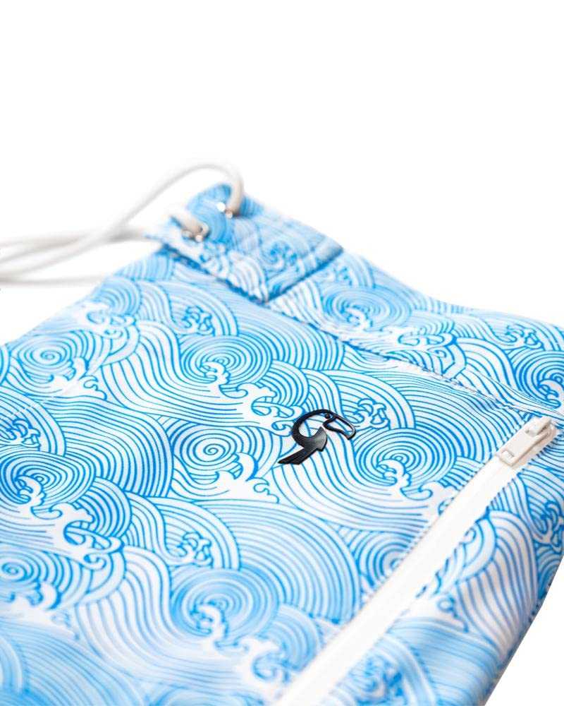 Tucann Make Waves Blue Swim Shorts for Men - 4-Way Stretch Quick Dry Swim Trunks with Chlorine Resistant Fabric & Built-in Compression Liner | Perfect for Beach, Pool, Surfing & Water Sports