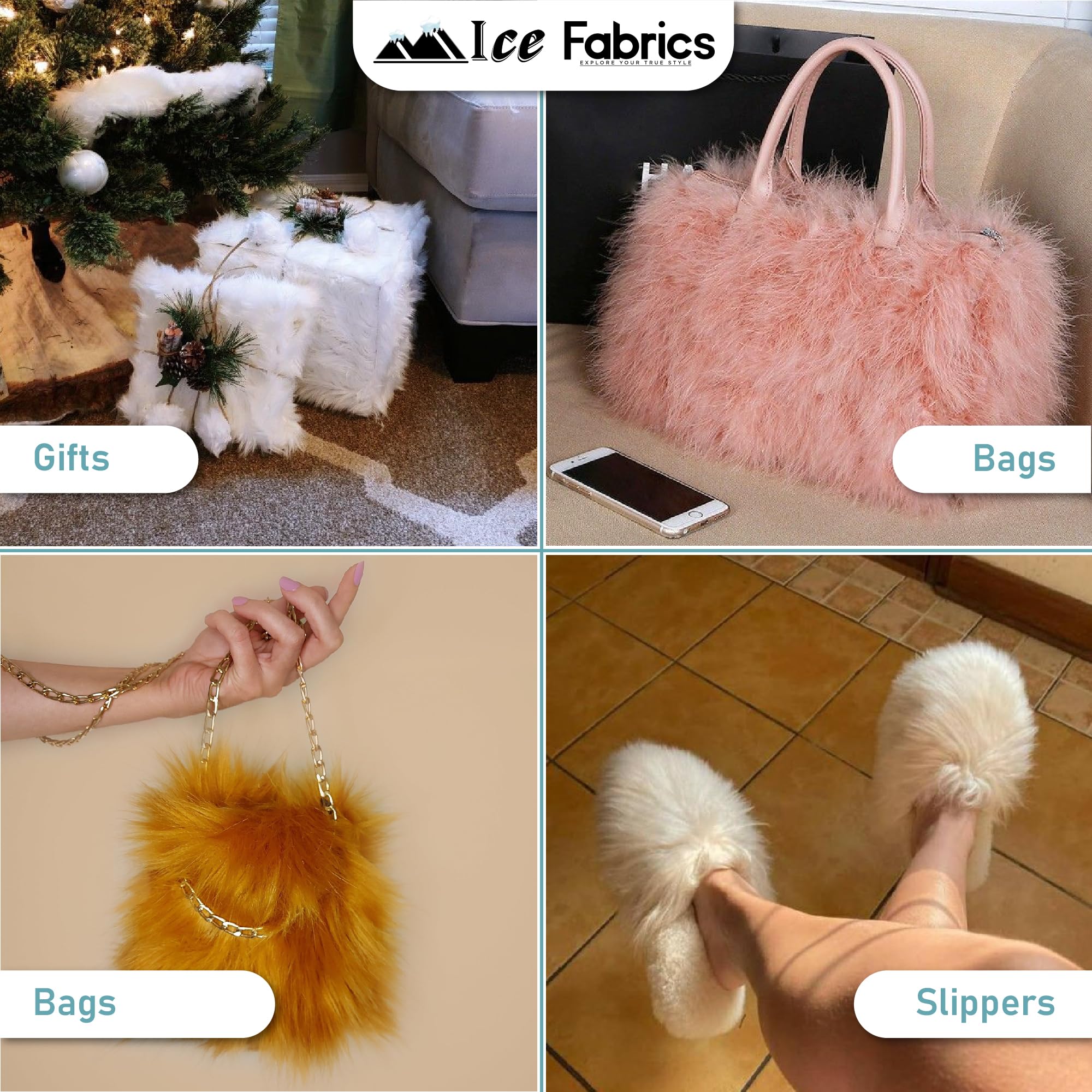 Soft Faux Fur Fabric Strips - 2