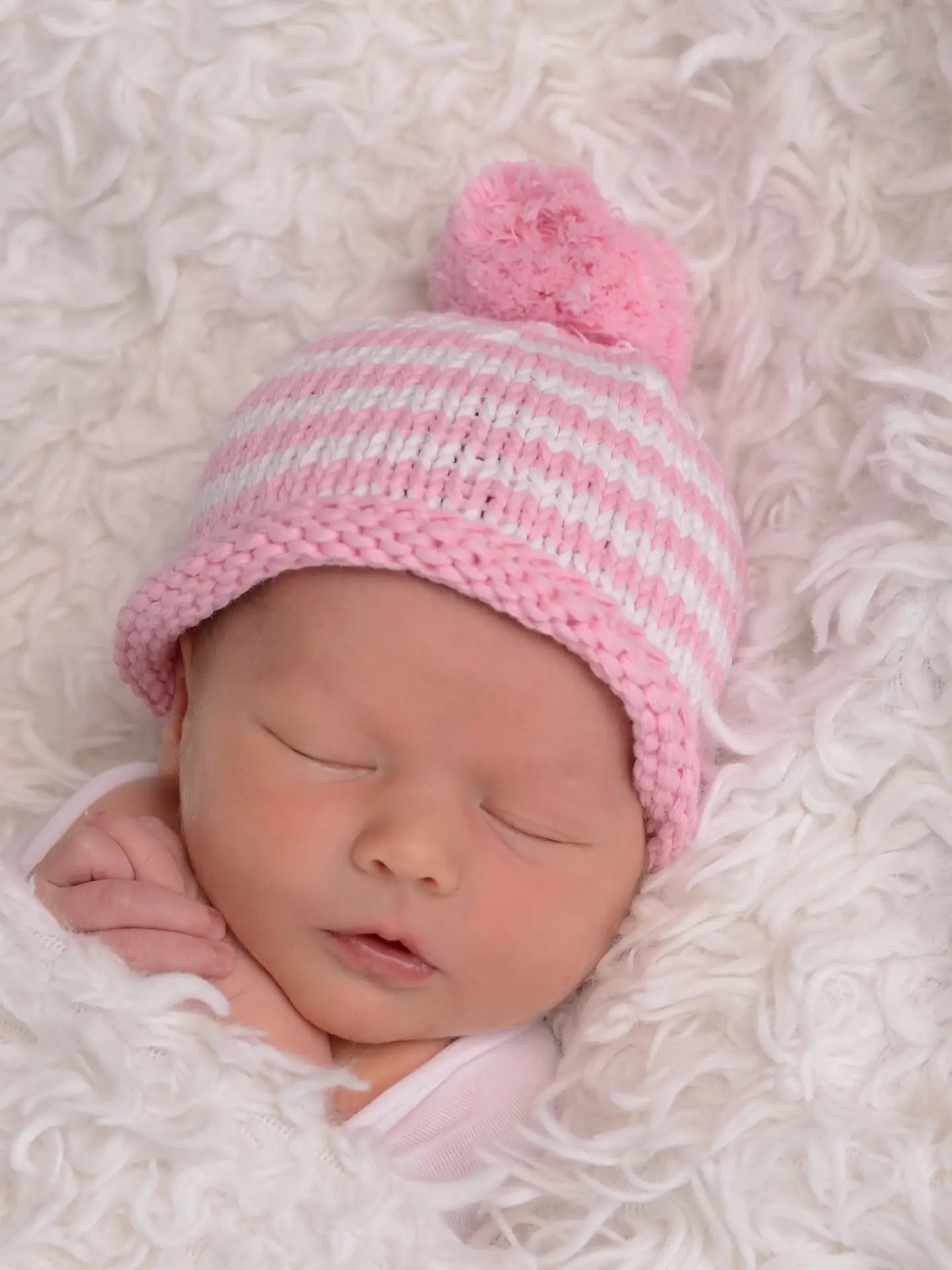 Baby Pink Pom Pom Beanie Hat - Soft Knit Winter Hat for Girls & Women - Cute Warm Hat for Cold Weather, Outdoor Activities & Fashion Accessory
