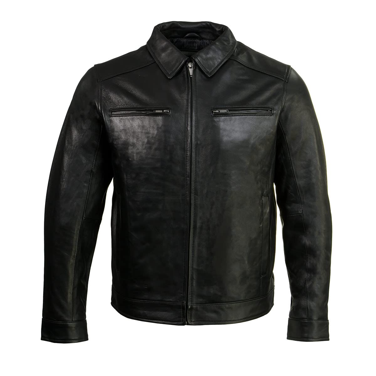 Premium Milwaukee Leather Men's Black New Zealand Lamb Skin Jacket - Stylish Motorcycle & Casual Wear for All Seasons