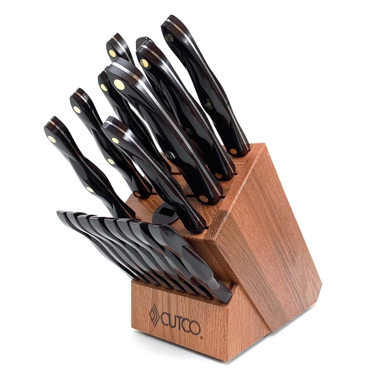 Premium Cutco 19-Piece Kitchen Knife Set with Cherry Wood Stand - High-Quality Stainless Steel Knives for Professional Chefs & Home Cooking - Perfect for Slicing, Dicing, Chopping & Food Prep