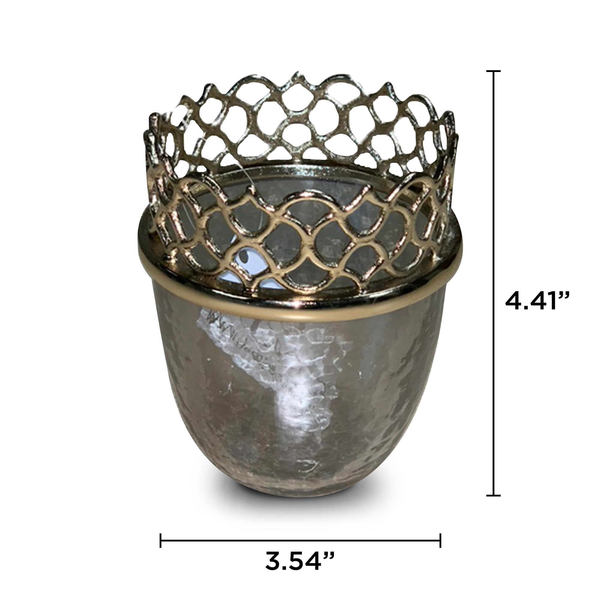 Decozen Brass and Glass Gold Finish Bathroom Tumbler Cup - Elegant Toothbrush Holder & Kitchen Decor for Premium Home Accessories | Arabesque Collection | Perfect for Bathroom Countertop, Vanity Organizer and Luxury Home Decor
