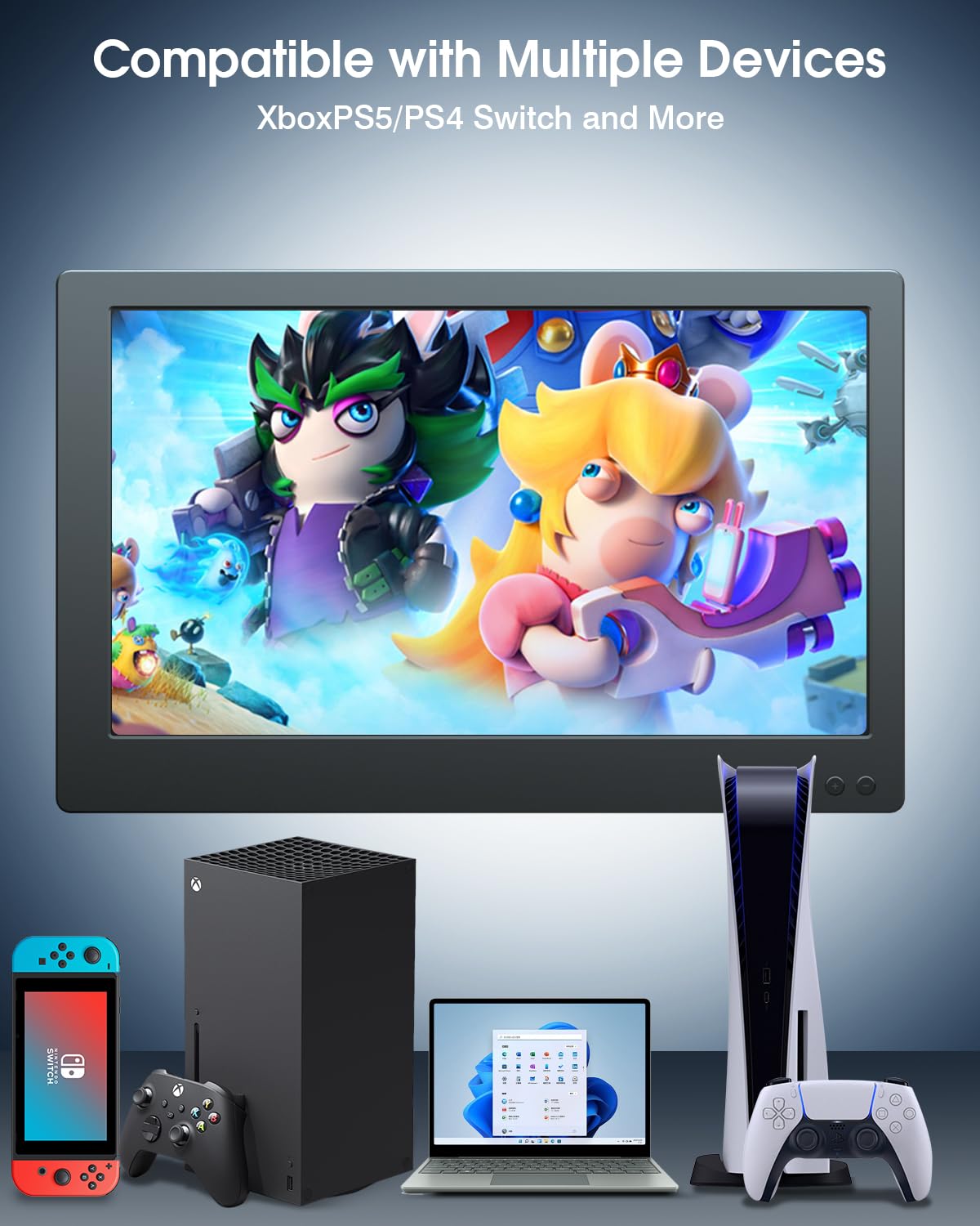 12 Inch Mini Portable Monitor - Slim IPS Display with Stand & Cover for Laptop, PC, MAC - USB C & HDMI Connection - Perfect for Business Travel, Gaming & Remote Work