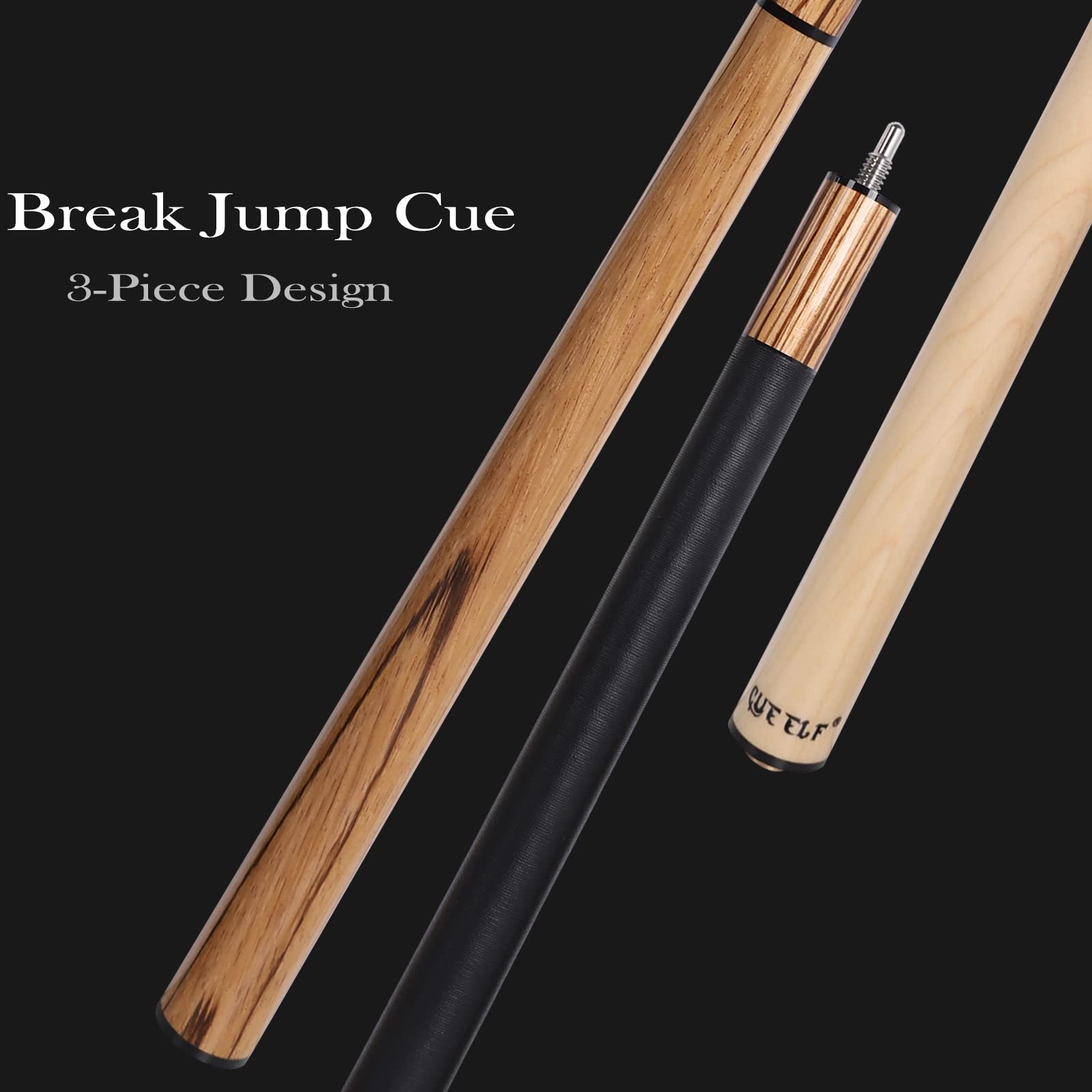 Heavy Hitter 3-Piece Jump Break Pool Cue Stick - 23oz Zebra Wood Professional Billiard Cue for Powerful Breaks & Jump Shots | Perfect for Tournament Play & Home Pool Tables