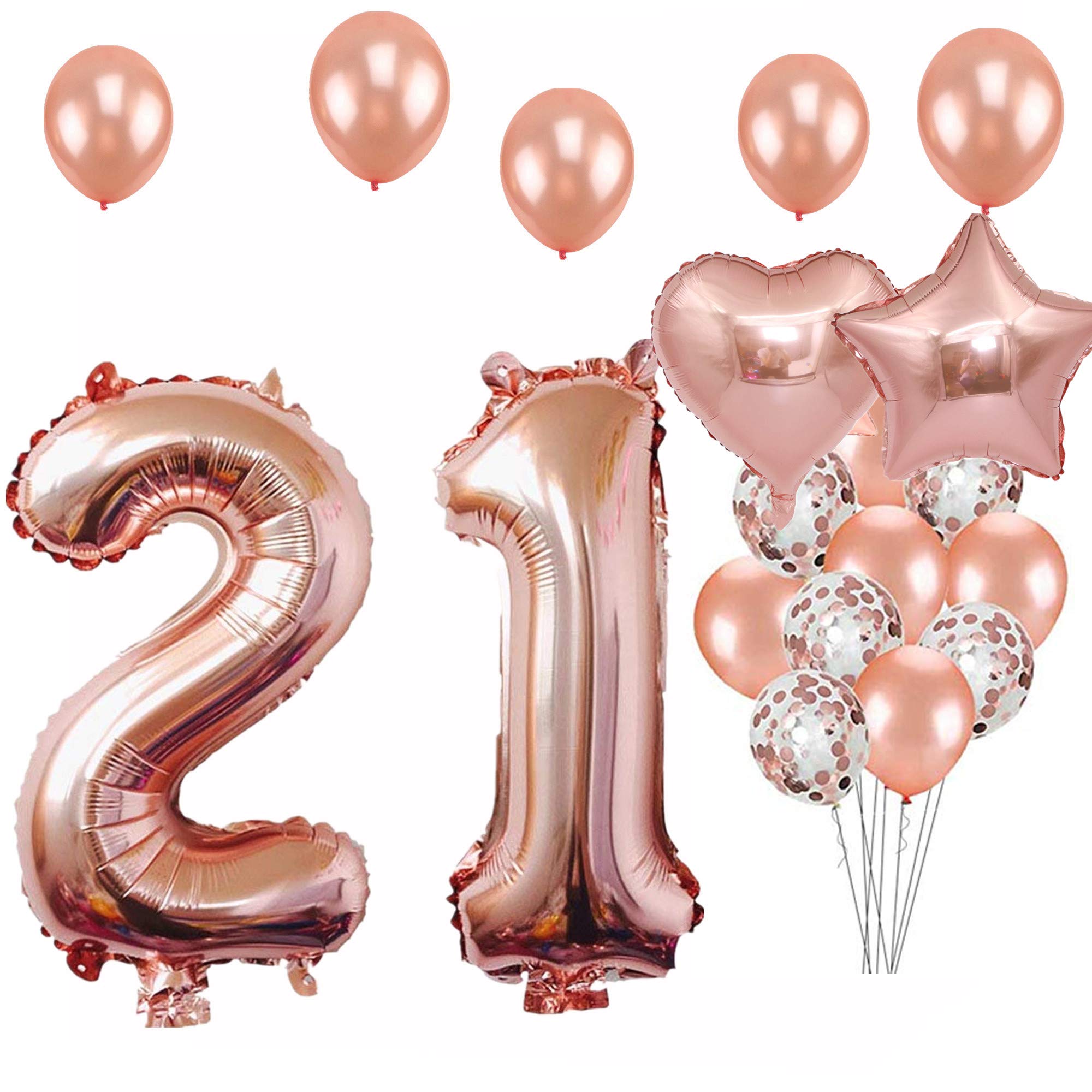 21st Birthday Party Decorations - Jumbo Rose Gold Foil Balloons for Sweet 21, Anniversary & Graduation Events | Perfect for Birthday Celebrations, Milestone Parties & Special Occasions