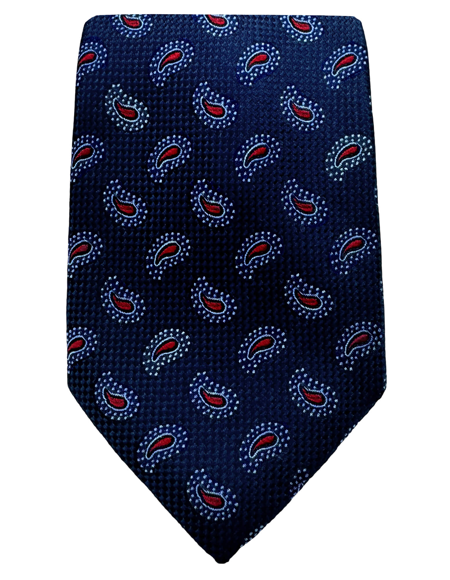 DÉCLIC Miles Paisley Tie for Men - Navy Blue Silk Necktie - Perfect for Weddings, Business Meetings & Formal Occasions