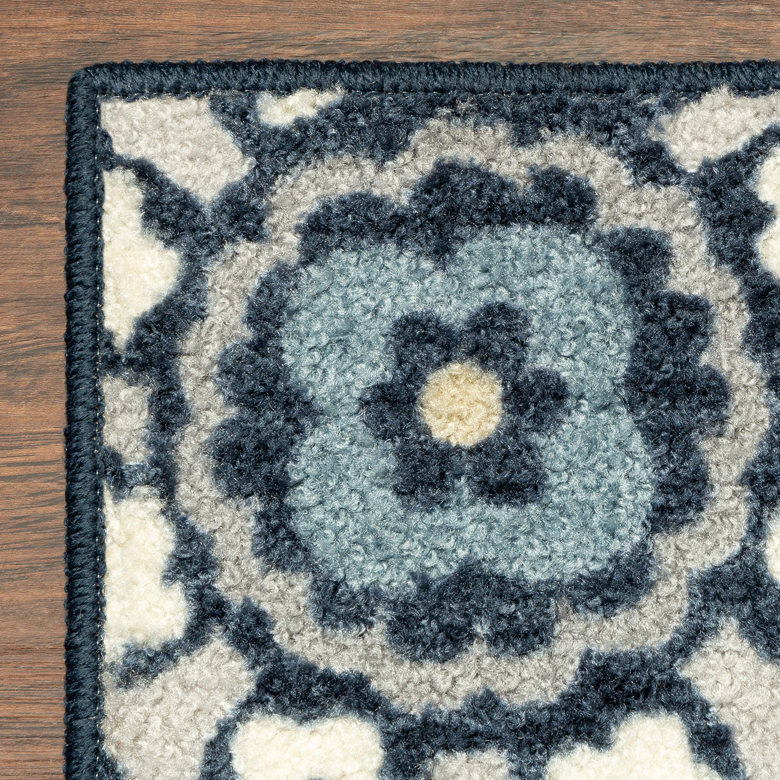 Maples Rugs Reggie Floral Area Rug - Handmade in USA - Low Pile Non-Slip Pet-Friendly Persian Blue Rug 5' x 7' for Living Room, Bedroom & Office - Perfect for Home Decor, Cozy Spaces & High Traffic Areas