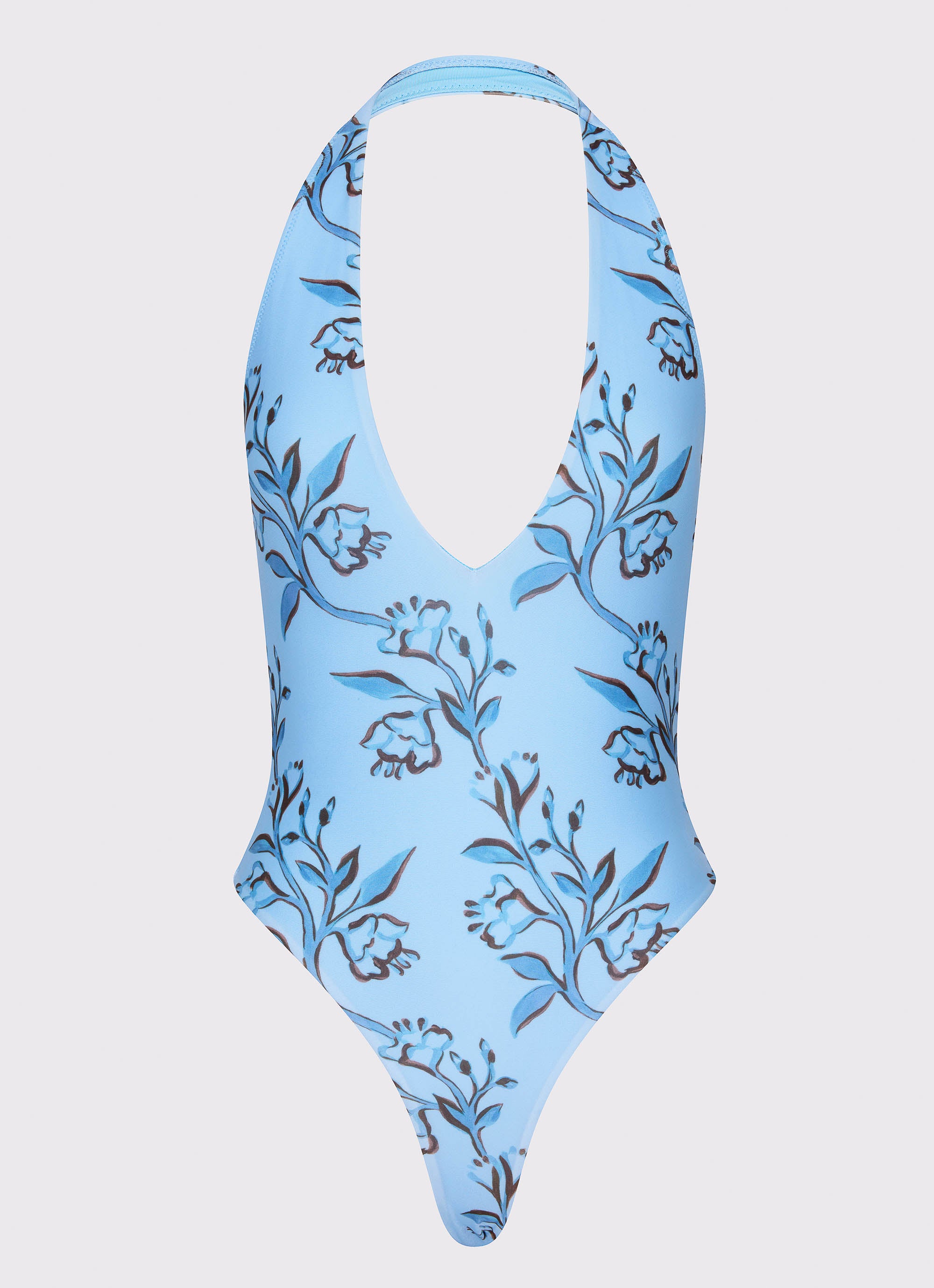 Delia Women's One Piece Swimsuit - Blue Floral Print Bathing Suit for Beach, Pool & Vacation | Comfortable & Stylish Swimwear