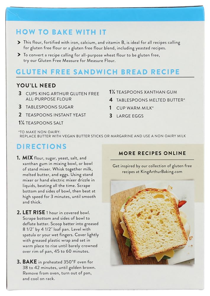King Arthur Gluten Free All-Purpose Flour - 24 oz (Pack of 2) | Non-GMO, Certified Gluten-Free Baking Flour for Cakes, Cookies & Bread | Perfect for Home Bakers & Celiac Diet