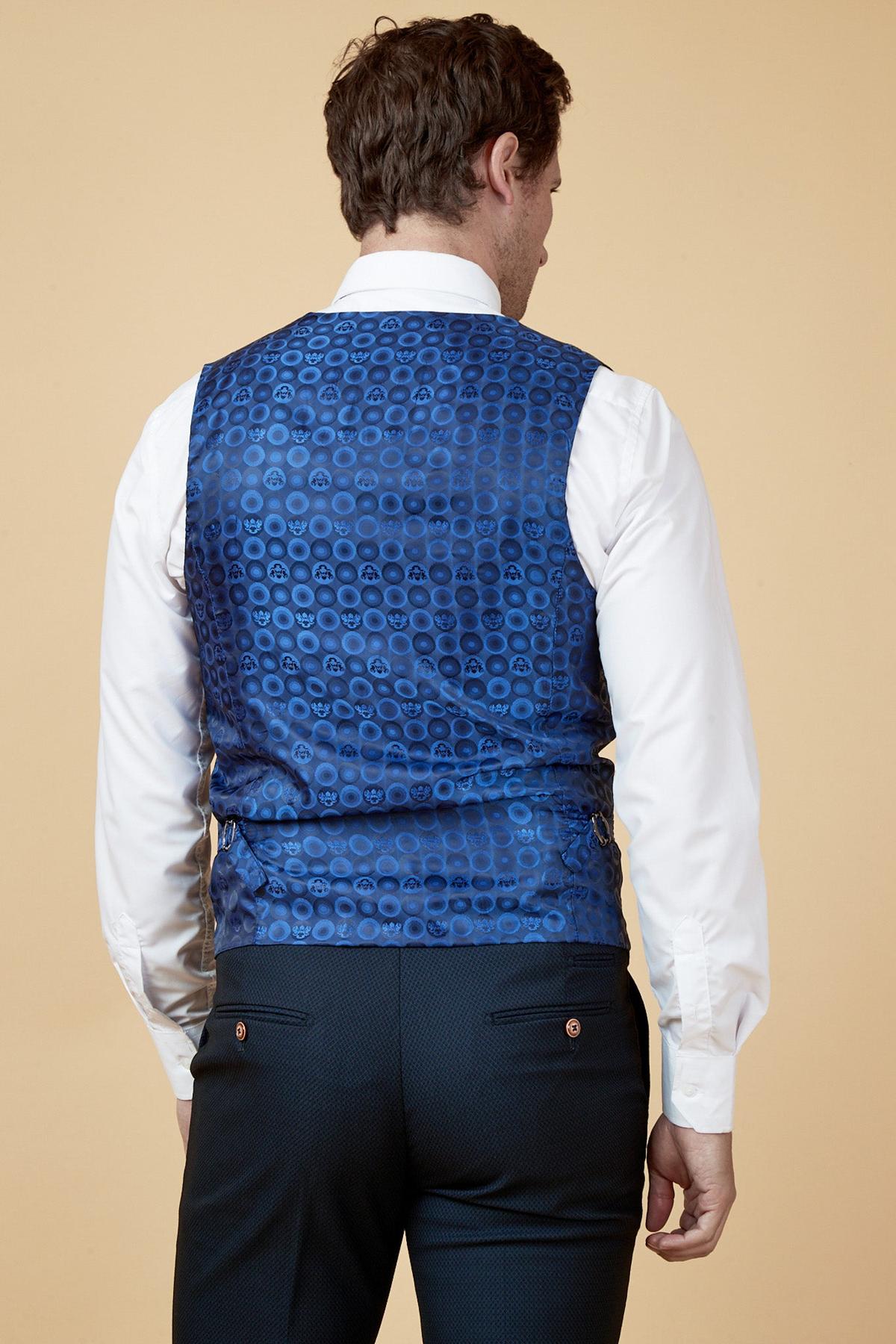 MAX Navy Single Breasted Waistcoat for Men - Slim Fit Formal Vest with Adjustable Belt - Perfect for Weddings, Business Meetings & Office Wear