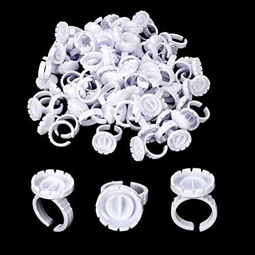 BEYELIAN 100 Pcs Eyelash Glue Rings - Lash Extension Adhesive Cups for Volume Lashes Fan - Professional Eyelash Extension Supplies - Perfect for Salon, Home Use & DIY Lash Artists
