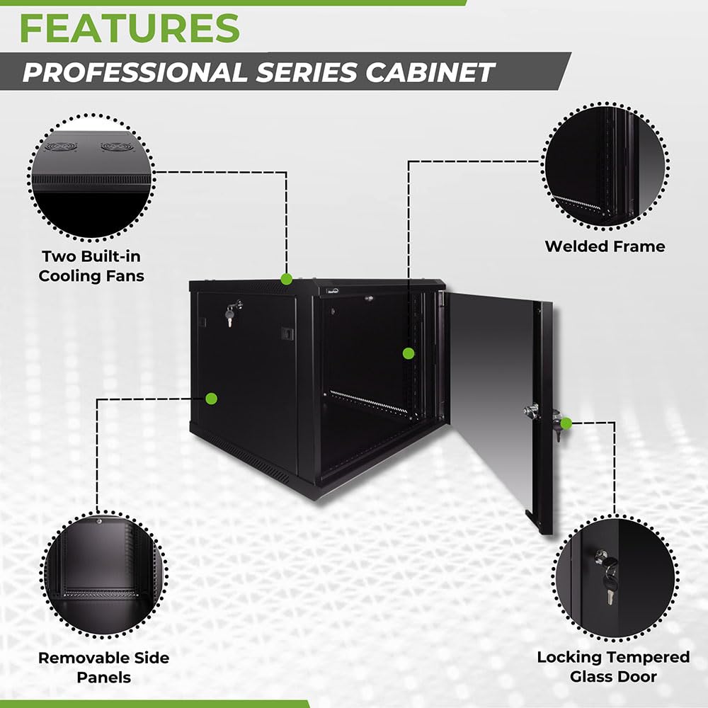 NavePoint 9U Wall Mount Server Rack Cabinet - 23.6