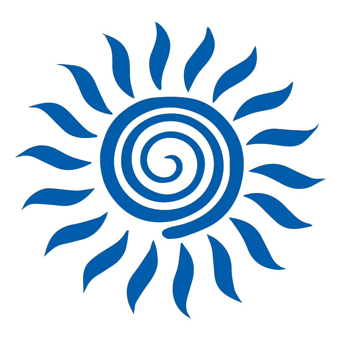 Premium Waterproof Vinyl Decal Stickers Set of 2 - Tribal Sun Design in Azure Blue for Laptop, Phone, Helmet, Car Window & Home Decor | Durable Adhesive for Bumpers, Mugs, Walls & DIY Crafts