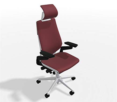 Steelcase Gesture Ergonomic Office Chair with Adjustable Headrest & Lumbar Support - Bo Peep Pinot Fabric, Platinum Frame & Hard Floor Casters - Perfect for Home Office, Gaming & Workspaces