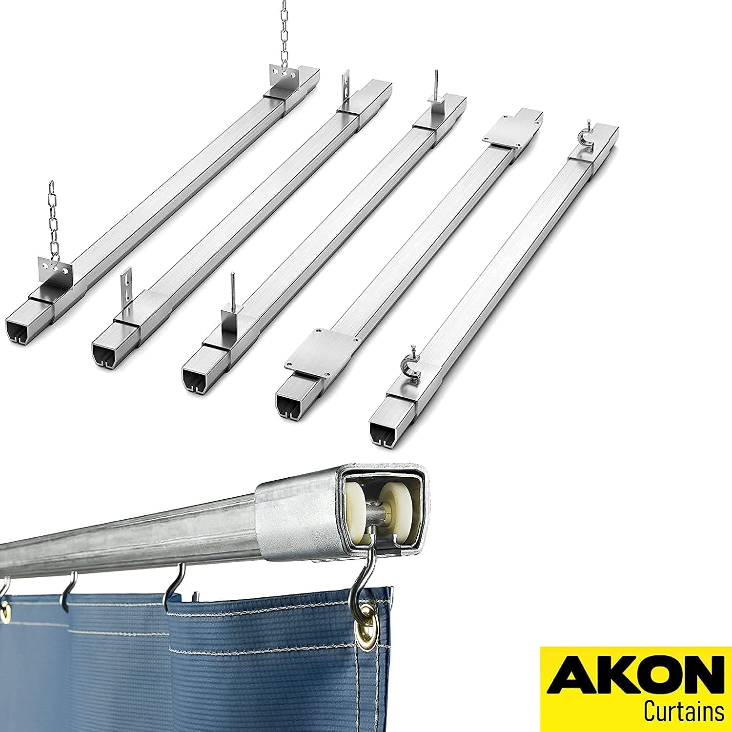 Galvanized Steel Patio Curtain Track - Smooth Side-to-Slide Rolling System | Affordable & Easy Installation for Outdoor Sun Protection & Privacy