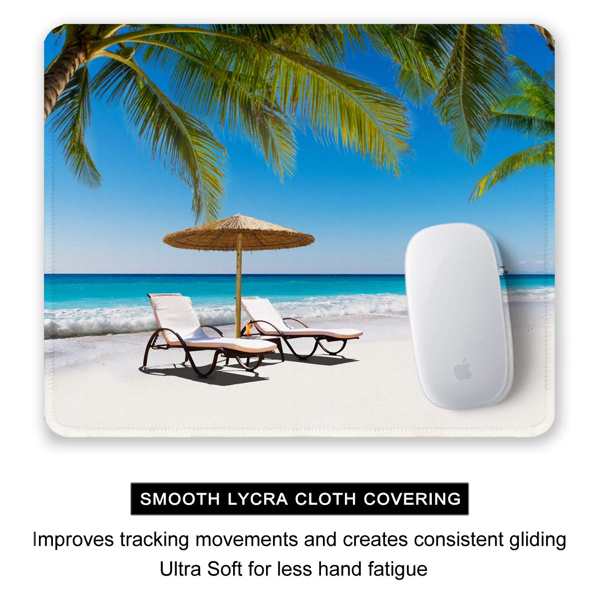 Premium Non-Slip Gaming Mouse Pad - 12x10 Inch Thick Rubber Base with Stitched Edges & Waterproof Surface - Cute Pattern Design for Office, Work & Computer Use - Perfect for Summer Beach Decor & Gaming Setups
