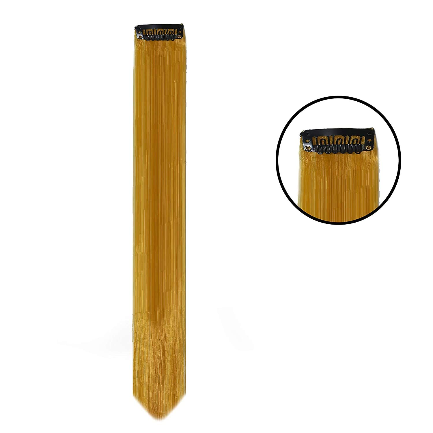 Rapidsflow® 6-Piece Colored Hair Streak Extensions for Women & Girls - 100% Real Human Hair for Highlighting, Straight Golden Blonde - Perfect for Parties, Cosplay & Daily Styling