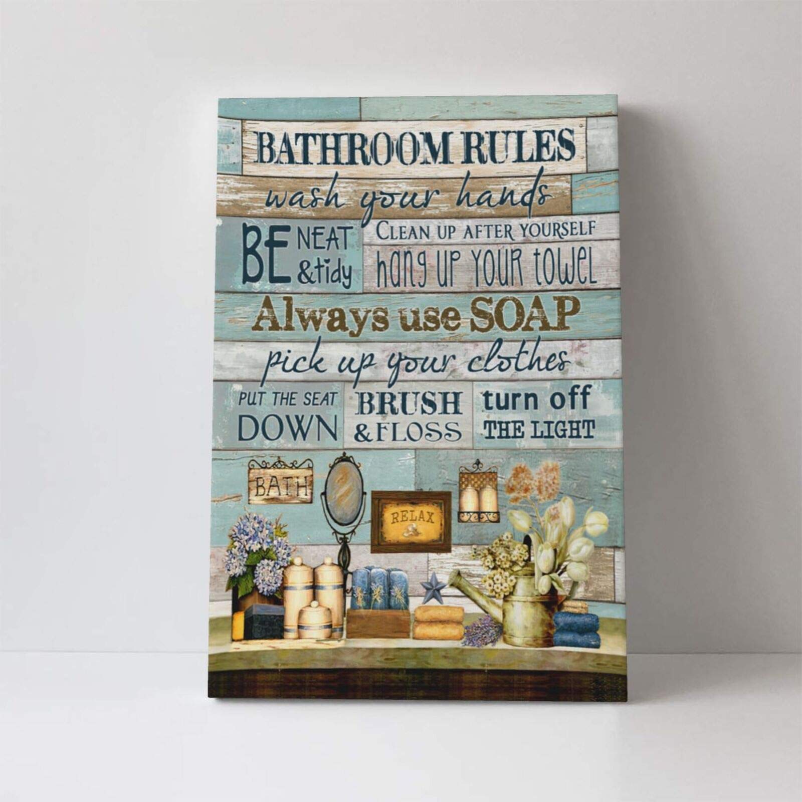 Bathroom Rules Wall Art - Framed Prints for Home & Office Decor