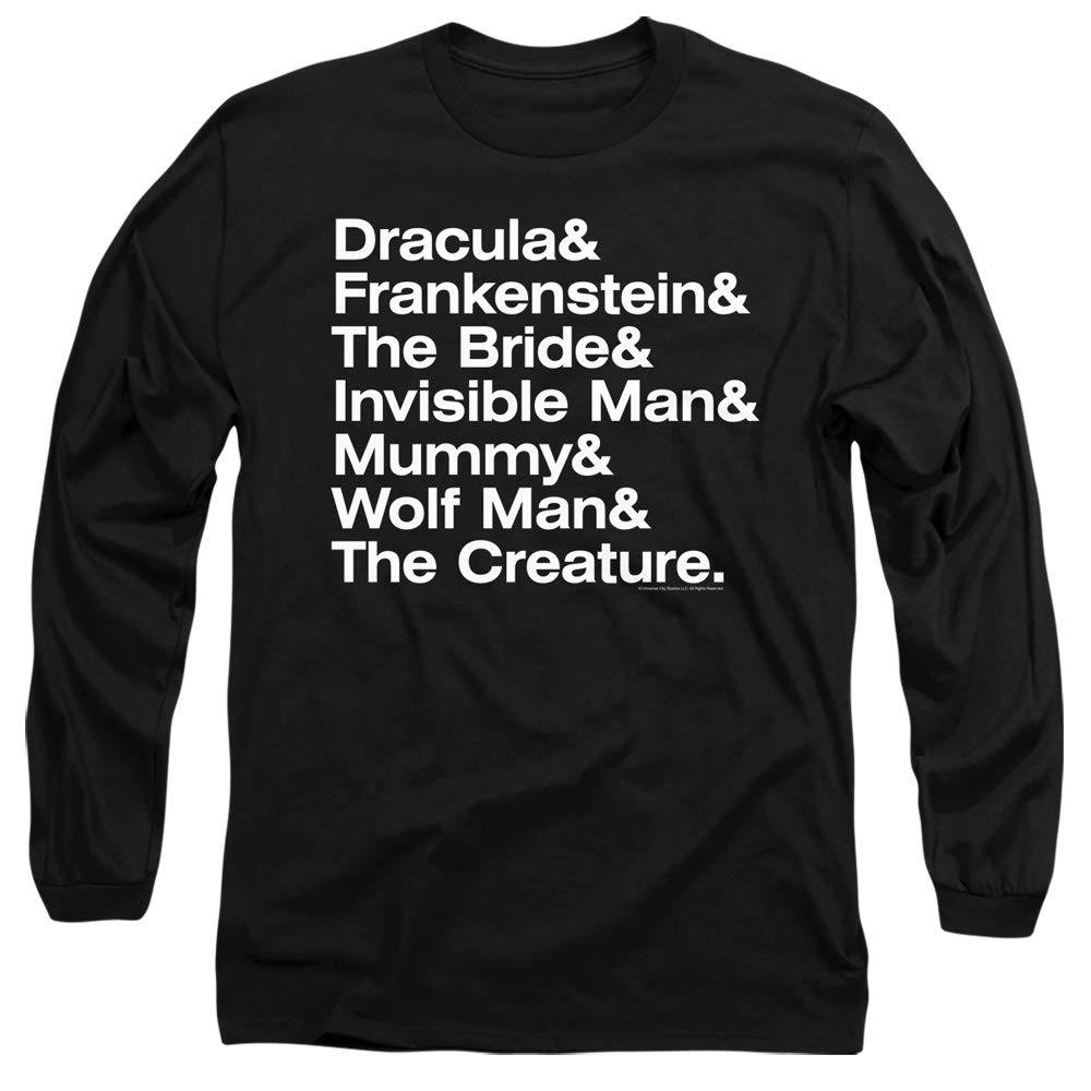 Universal Monsters Long Sleeve T-Shirt - Classic Movie Black Tee for Men & Women - Perfect for Halloween, Cosplay, and Horror Movie Fans
