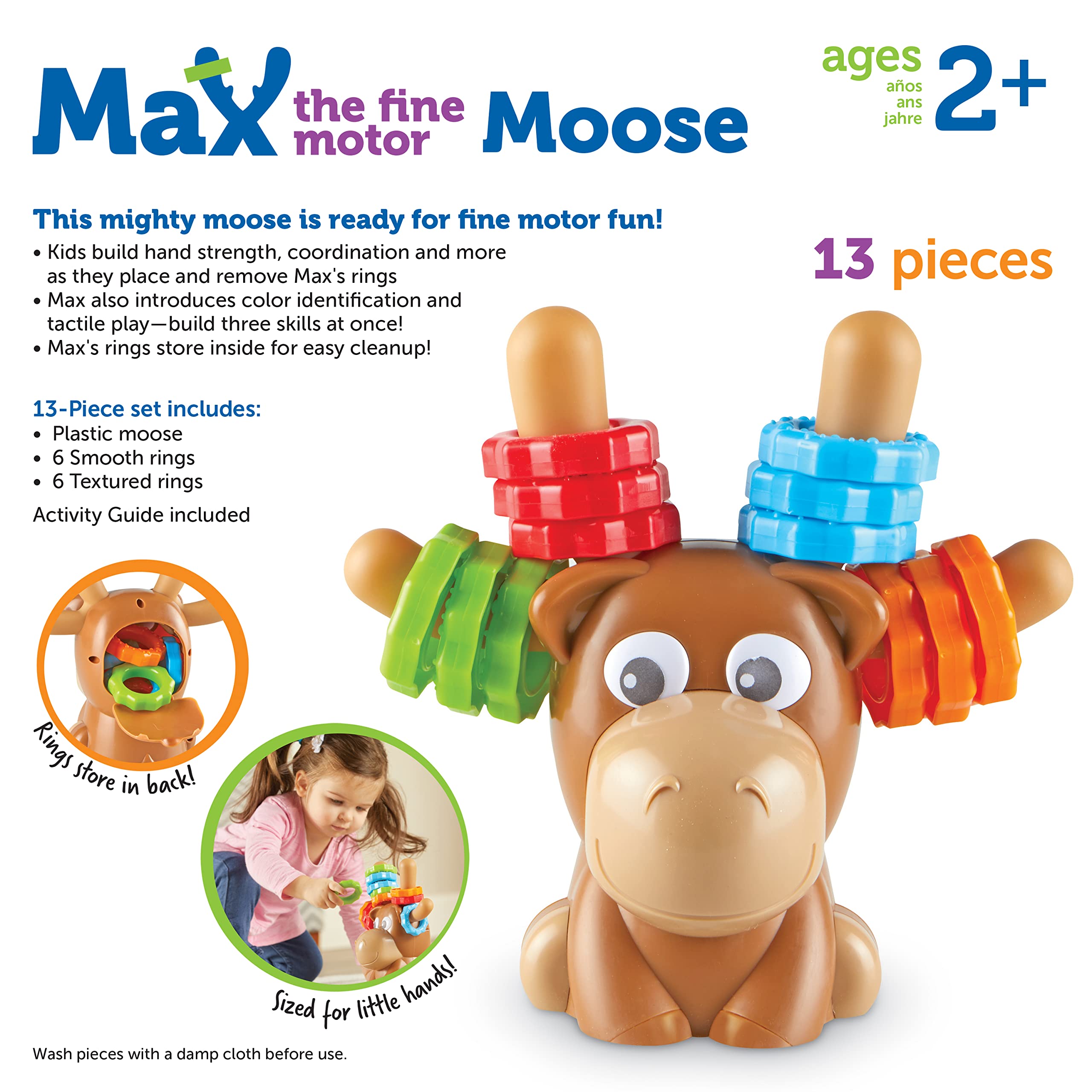 Learning Resources Max the Fine Motor Moose - 13-Piece Toddler Learning Toy for Fine Motor Skills Development, Preschool Educational Toys for Kids Ages 2+ | Perfect for Early Childhood Development & Classroom Activities