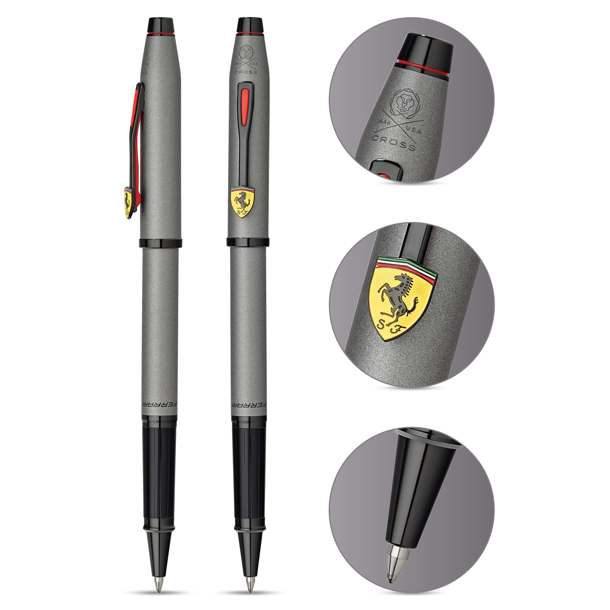 Cross Century II Scuderia Ferrari Rollerball Pen with Luxury Gift Box - Titanium Grey Satin Lacquer | Premium Writing Instrument for Business Gifts, Collectors & Ferrari Enthusiasts