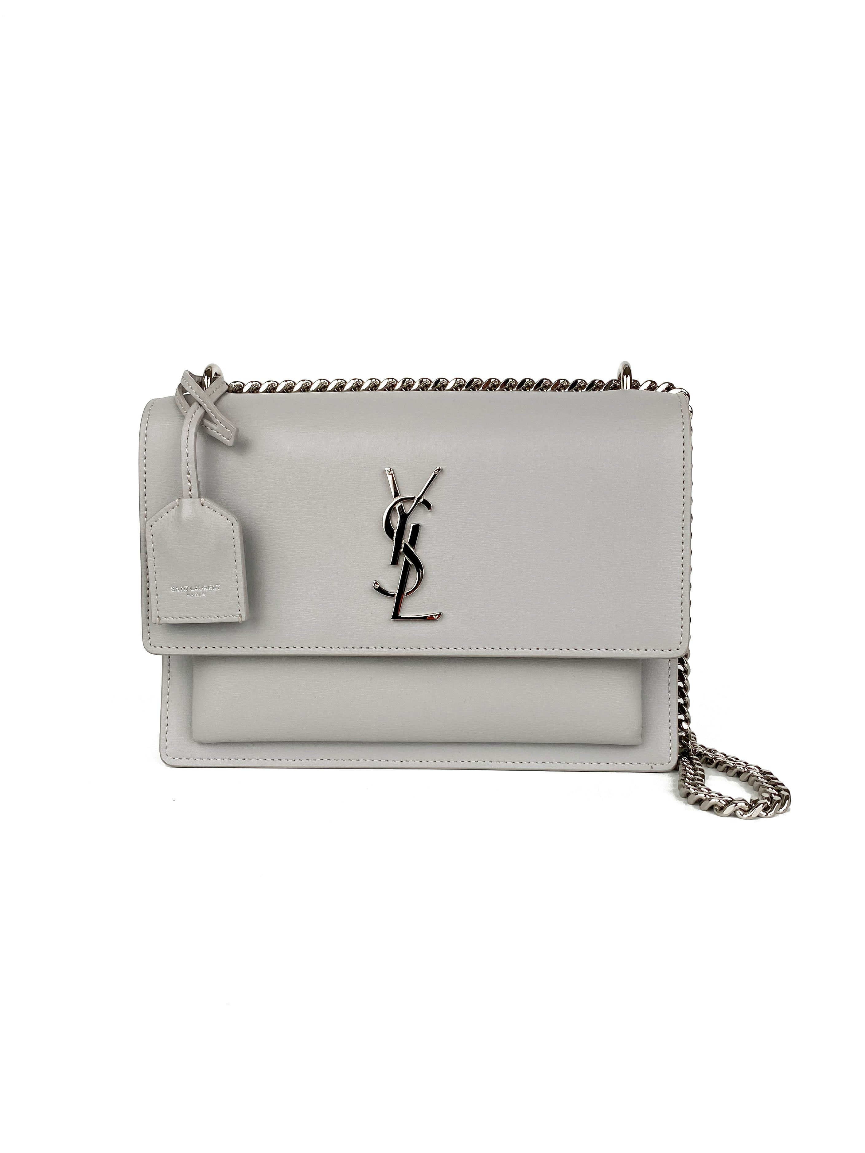 Saint Laurent Granite Grey Medium Sunset Bag - Luxury Designer Shoulder Bag for Women | Perfect for Work, Evening Events & Travel