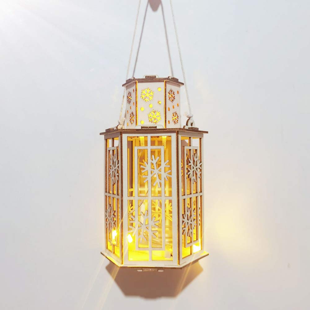 Takefuns Christmas Luminous Cabin - Wooden LED Light House with Glitter Decor, Hanging Night Lamp & LED Candles for Holiday Home Decoration | Perfect for Christmas Tree Ornaments, Mantel Displays & Cozy Winter Nights
