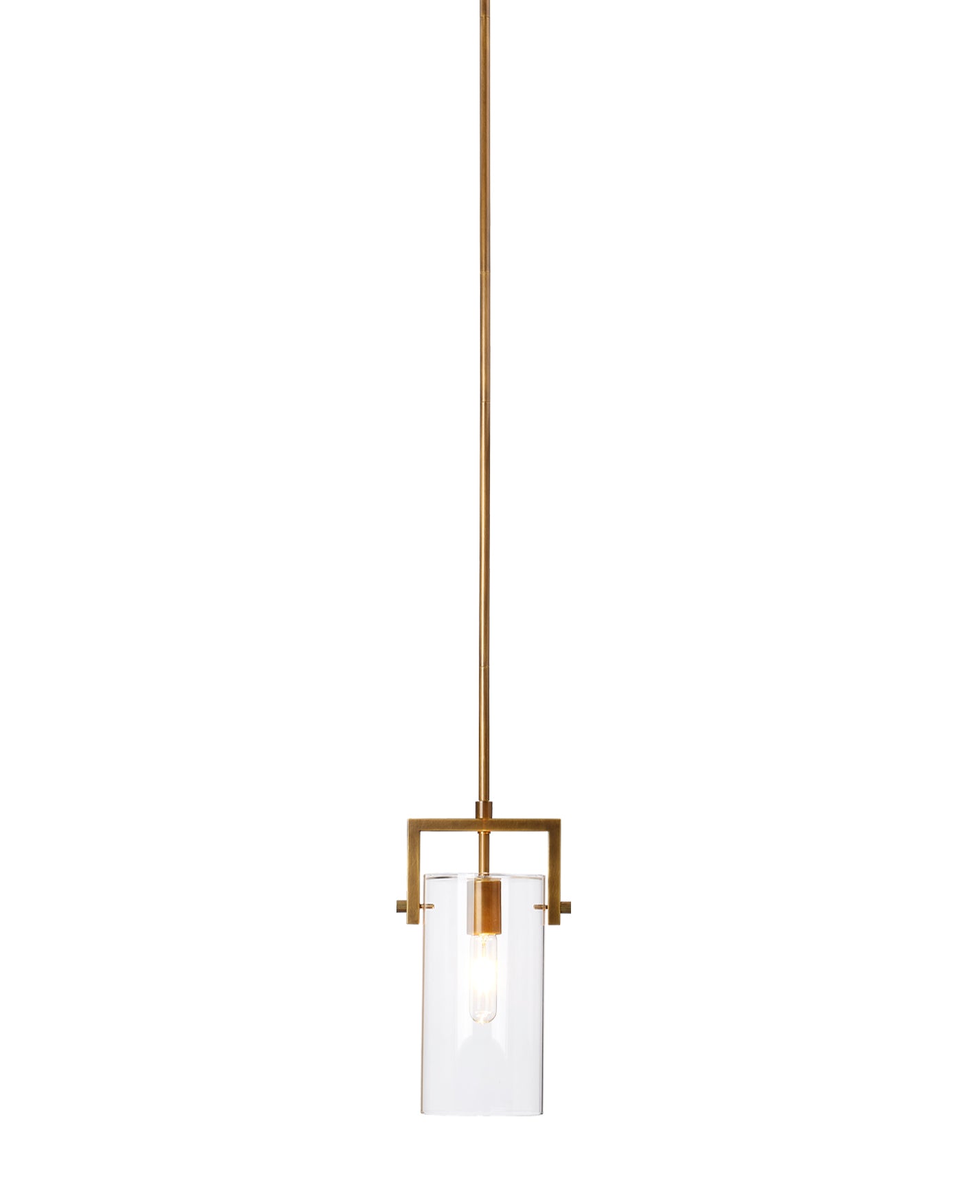 Cambrai Brass & Glass Pendant Light - Vintage Industrial Ceiling Fixture for Dining Room, Kitchen, or Bedroom Lighting