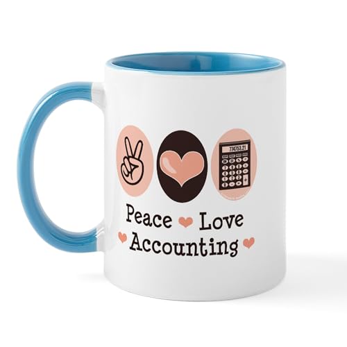 White/Blue Inside - Peace Love Accounting Accountant Mug