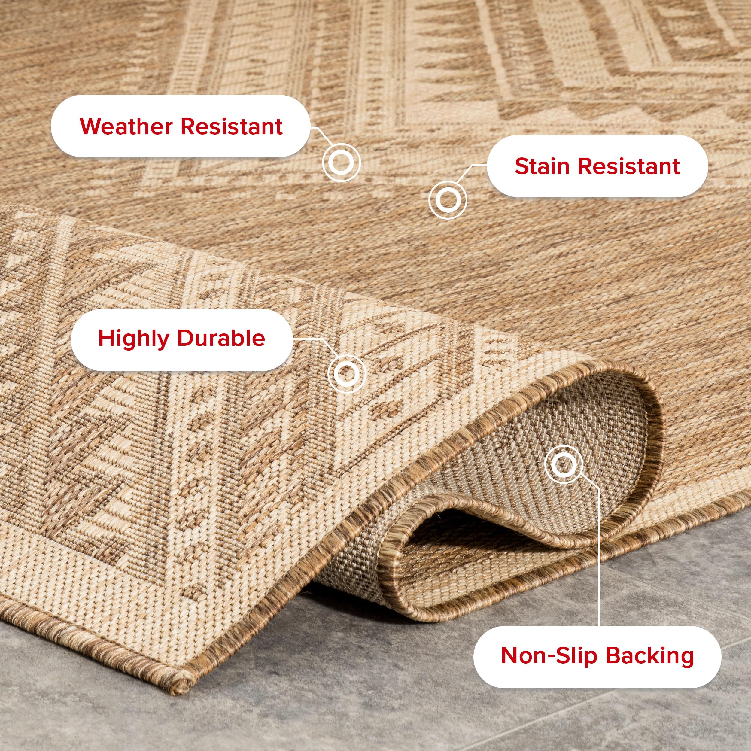 nuLOOM 8' x 10' Outdoor Performance Area Rug - Stain & Weather Resistant, High Traffic Durable - Perfect for Patio, Balcony, Deck & Backyard - Landry Brown