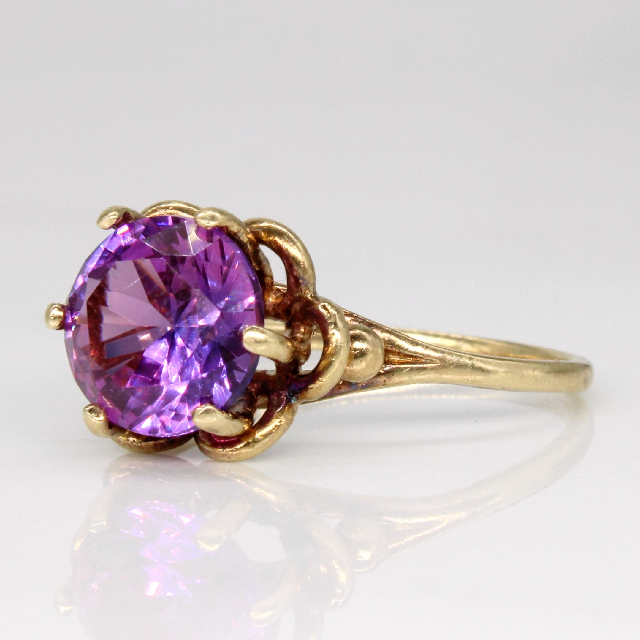 2.95ct Synthetic Purple Sapphire Cocktail Ring for Women - Size 7.75 - Elegant Evening Party Jewelry for Date Night & Special Occasions