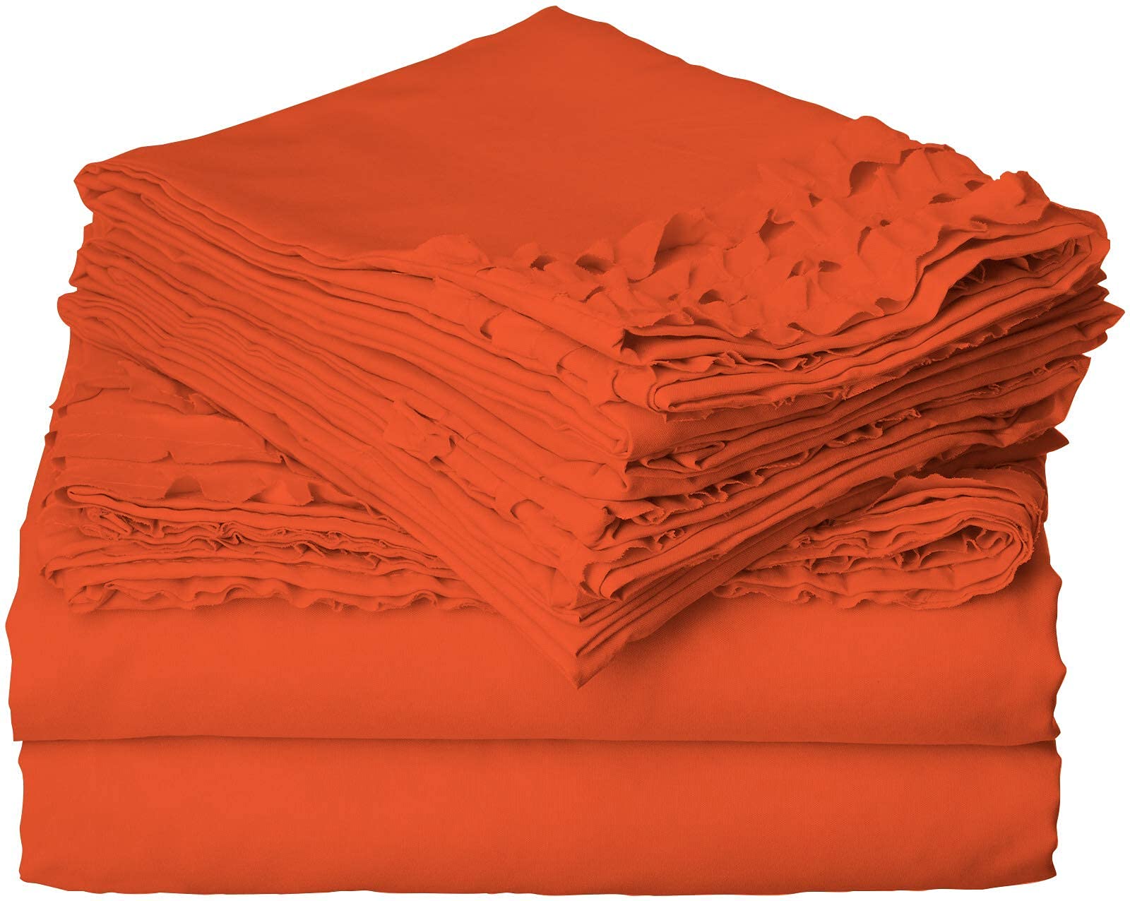 Luxury 4-Piece 3-Line Ruffled Bed Sheet Set - 100% Egyptian Cotton 1000 Thread Count - Includes 1 Fitted Sheet (15