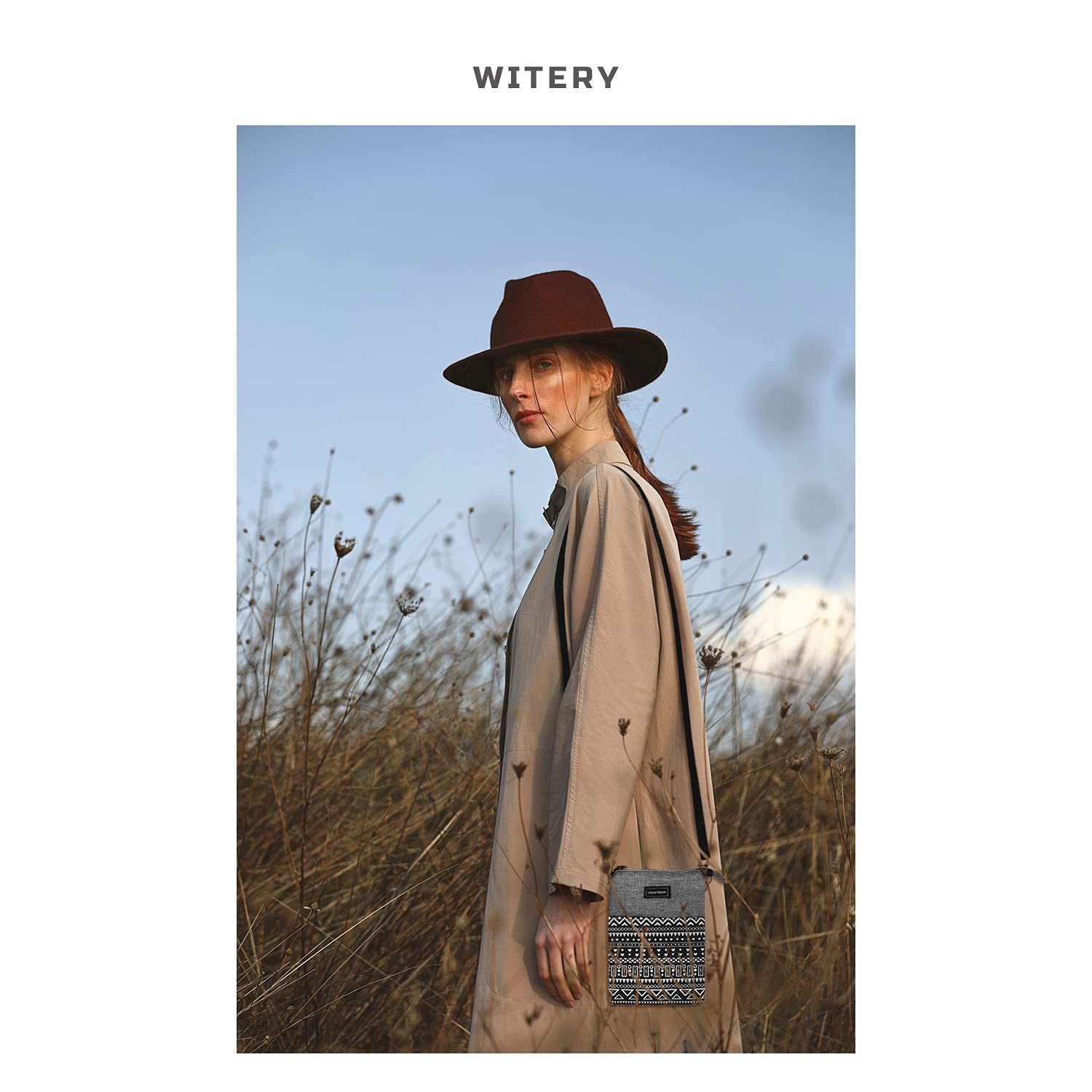 WITERY Leaf Pattern Canvas Crossbody Phone Purse - Lightweight Small Wallet Bag for Women & Girls | Perfect for Daily Use, Travel, Shopping & Outdoor Activities