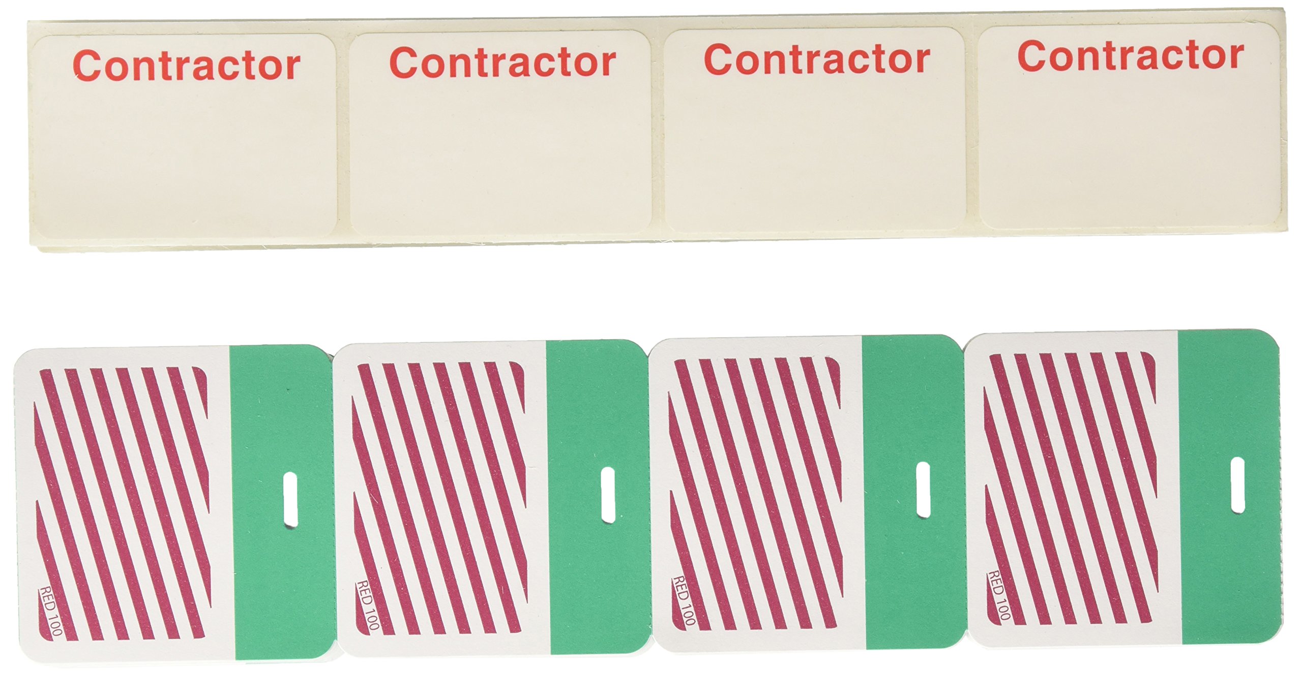 Brady 95656 2-Part Contractor Badges - 1-Day Temporary TD Badges with Green Legend (500 per Pack) - Ideal for Construction Sites, Events & Security Identification
