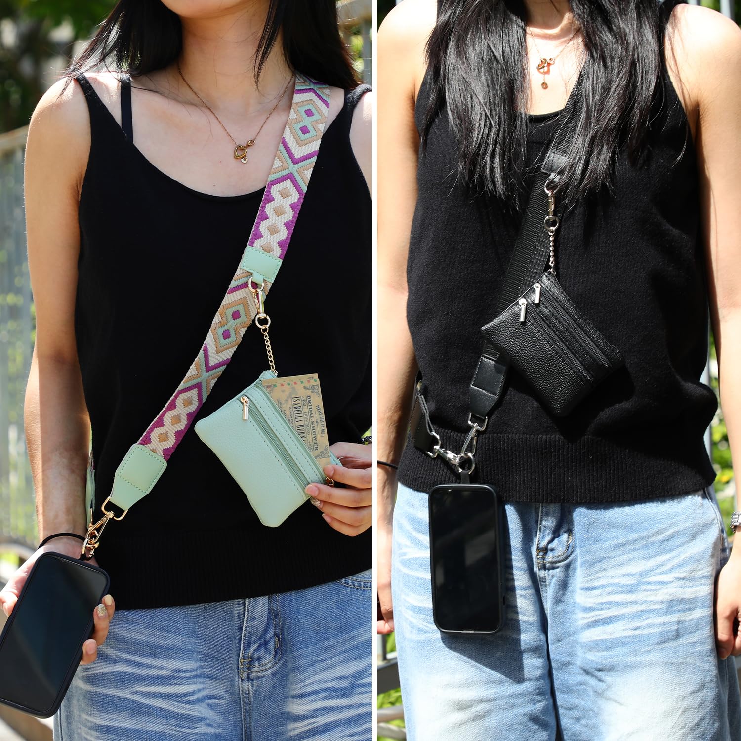 Phone Strap with Zippered Pouch - Crossbody Phone Lanyard with Wallet for Phone, Keys & Cards | Hands-Free Convenience for Travel, Shopping & Outdoor Activities