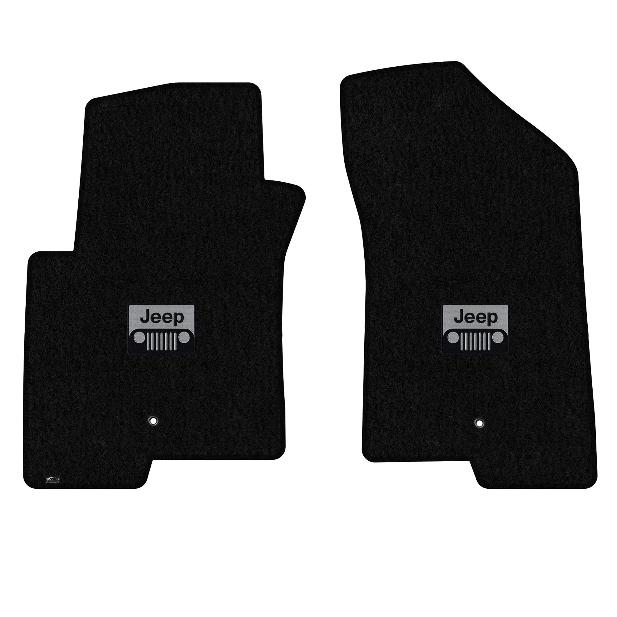 Premium Custom-Fit Carpeted Floor Mats for Jeep Compass 2011.5-2016 - Luxury Black Car Floor Liners with 'Grill' Logo (2-Piece Set) - Perfect for All-Weather Protection & Interior Style Enhancement