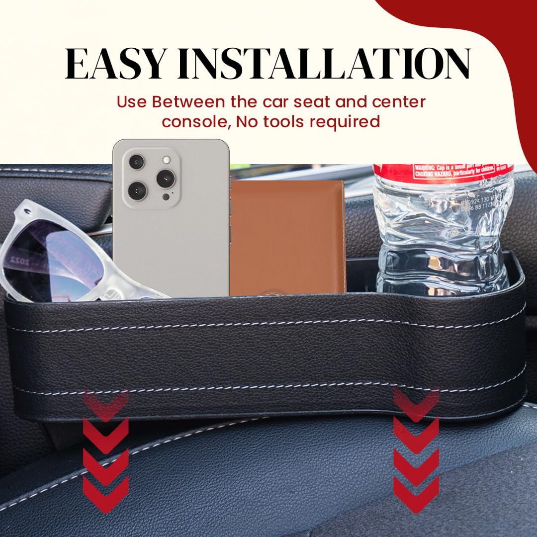 Premium Car Seat Gap Filler Organizer 2 Pack - Universal Fit Cup Holder & Storage Tray for Front Seat Console | Perfect for Phones, Keys & Small Items | Ideal for Sedans, SUVs & Trucks