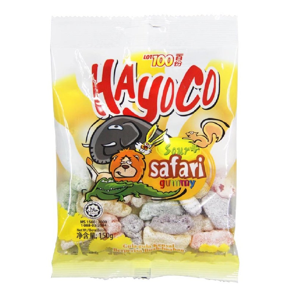 Hayoco Sour Gummy Candy 150g - Bulk 100 Pack (12 Safari Theme Bags) | Sweet & Tangy Treats for Parties, Halloween, Movie Nights & Office Snacks
