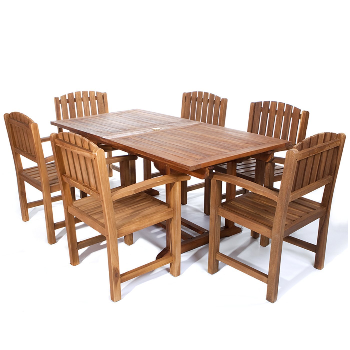 Premium 7-Piece Teak & Cedar Rectangle Dining Set - Outdoor Patio Furniture for Garden, Backyard, and Poolside Dining
