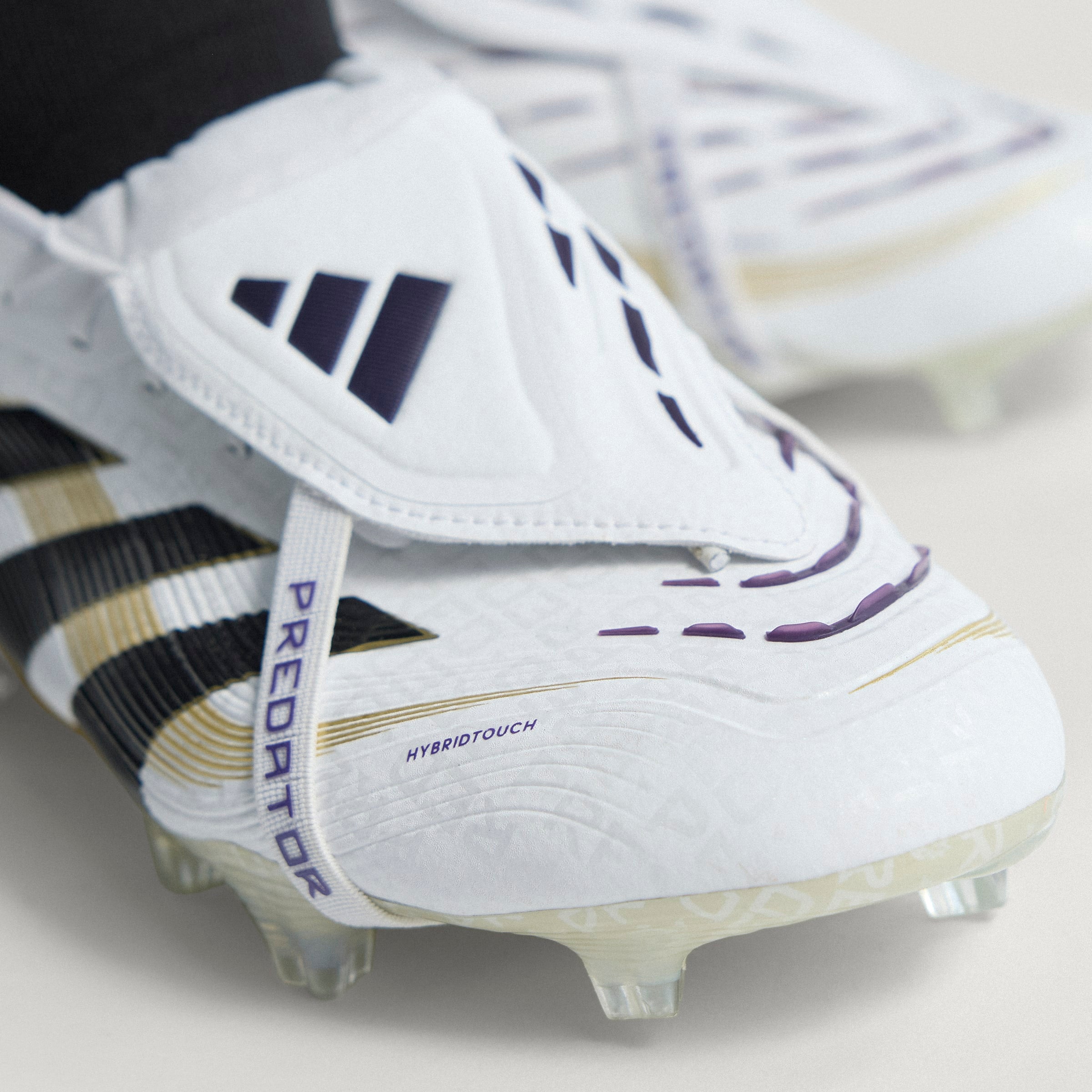 Adidas Predator Elite FG Soccer Cleats - White/Core Black/Gold Metallic - Fold Over Tongue Design for Enhanced Fit - Perfect for Competitive Matches & Training Sessions