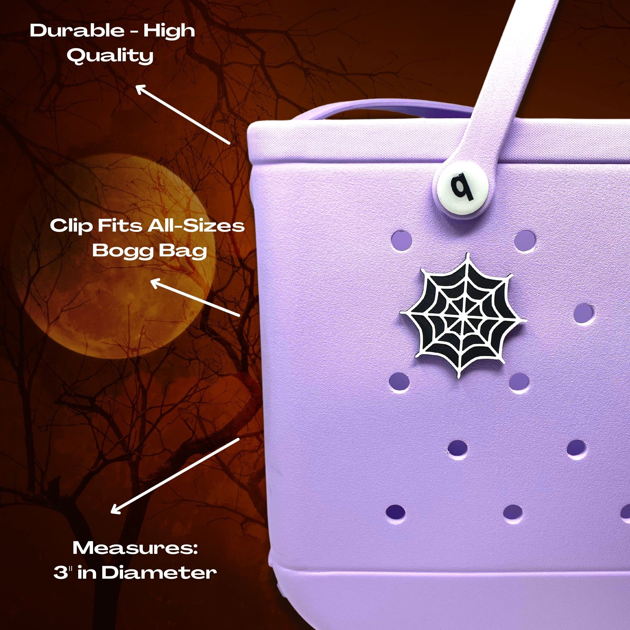BOGLETS Halloween Spider Web Charm - Compatible with Bogg Bags, Simply Southern & Similar Tote Bags - Perfect for Halloween Decor, Costume Accessories & Bag Customization