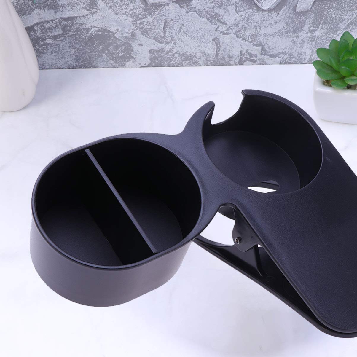 UPKOCH Clip On Cup Holder - Adjustable Drink Beverage Mug Organizer for Desk, Table, Car, Office & Home - Perfect for Coffee, Tea, Soda & Water Bottles (Black) - Ideal for Workstations, Study Tables & Vehicle Use