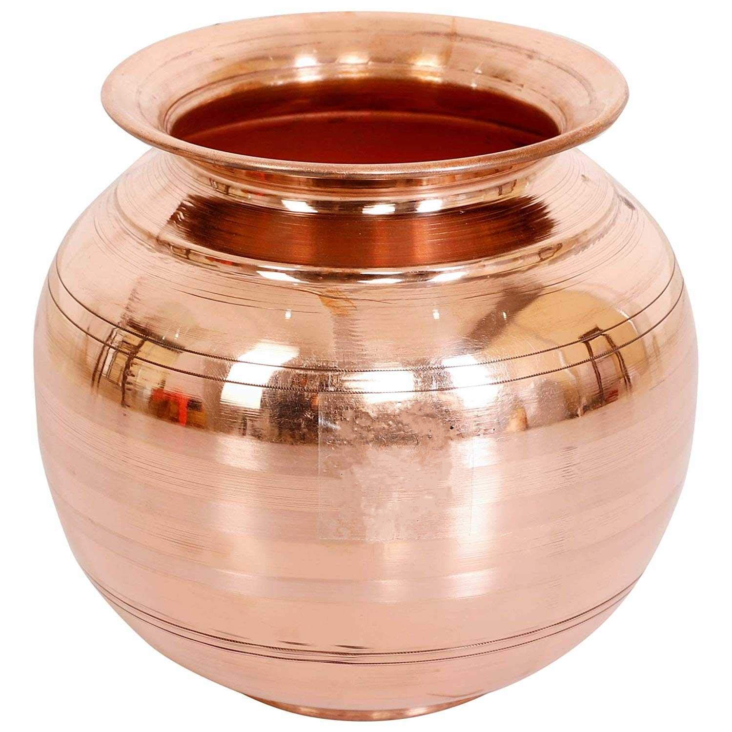 SHIV HOME WORLD Pure Copper Tamba Matka/Pot - 100% Authentic Copper Water Storage, Leak-Proof Design (0 Size) | Ayurvedic Health Benefits, Traditional Indian Water Vessel for Home & Wellness Rituals