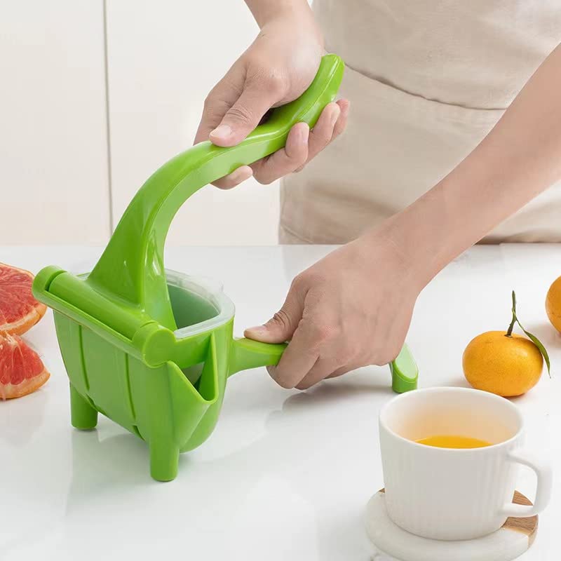 Heavy Duty Manual Fruit Juicer Press - Hand Crank Juice Extractor for Pomegranates, Lemons, Oranges, Apples & More | Green Stainless Steel Juicer for Home, Kitchen, Camping & Healthy Juicing