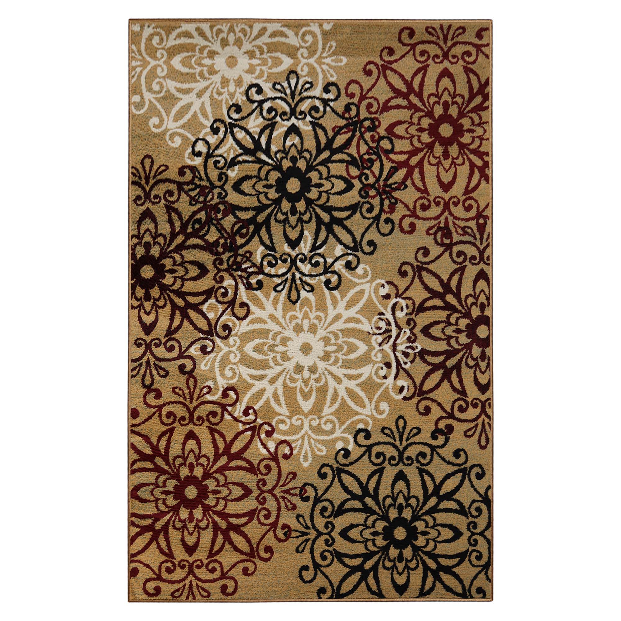 Leigh Traditional Floral Scroll Indoor Area Rugs & Runner Rugs - Non-Slip Soft Living Room Bedroom Decor Carpet