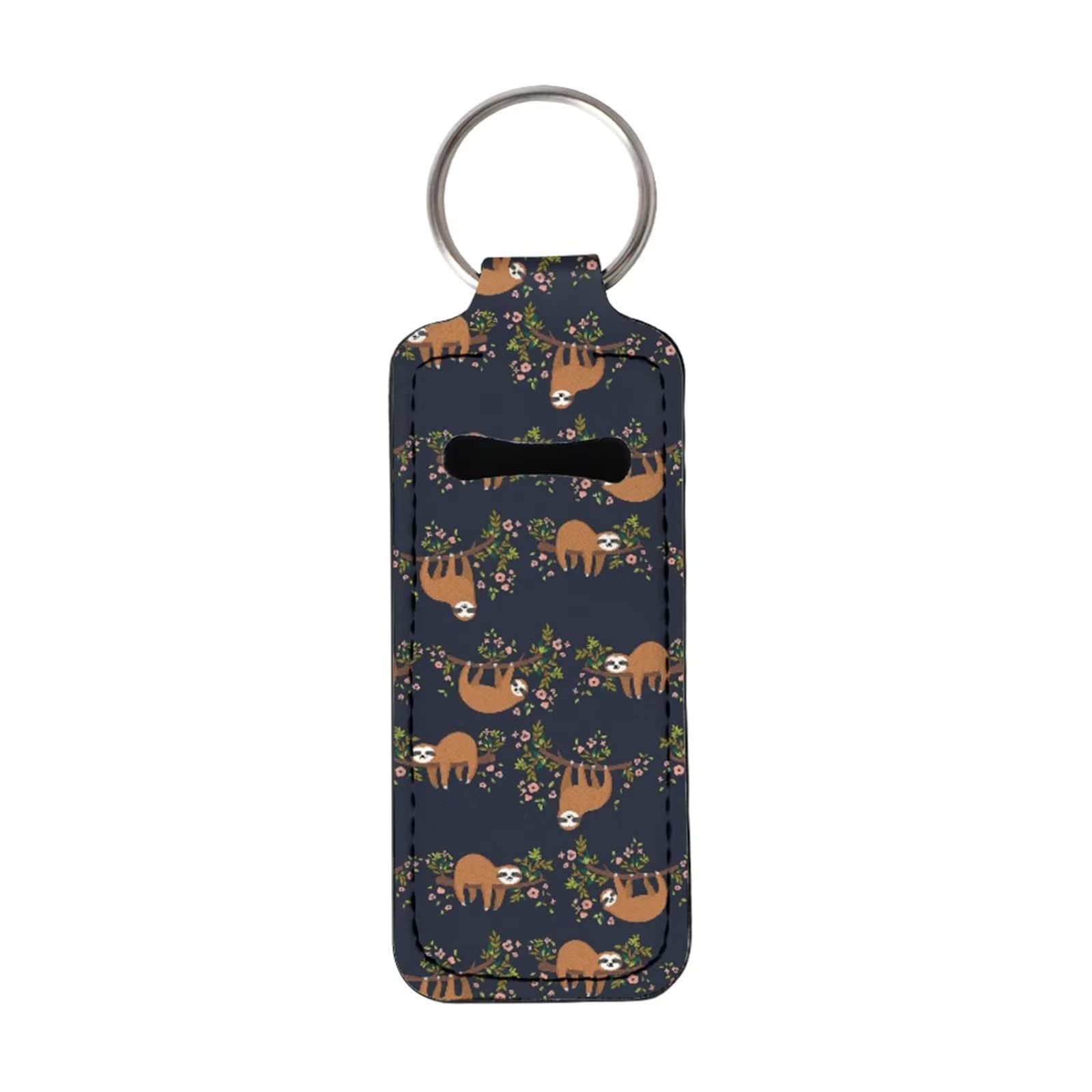 COEQINE Sloth Chapstick Holder Keychain - Cute Lipstick Tracker & Safeguard for Backpacks, Purses, and Outdoor Adventures